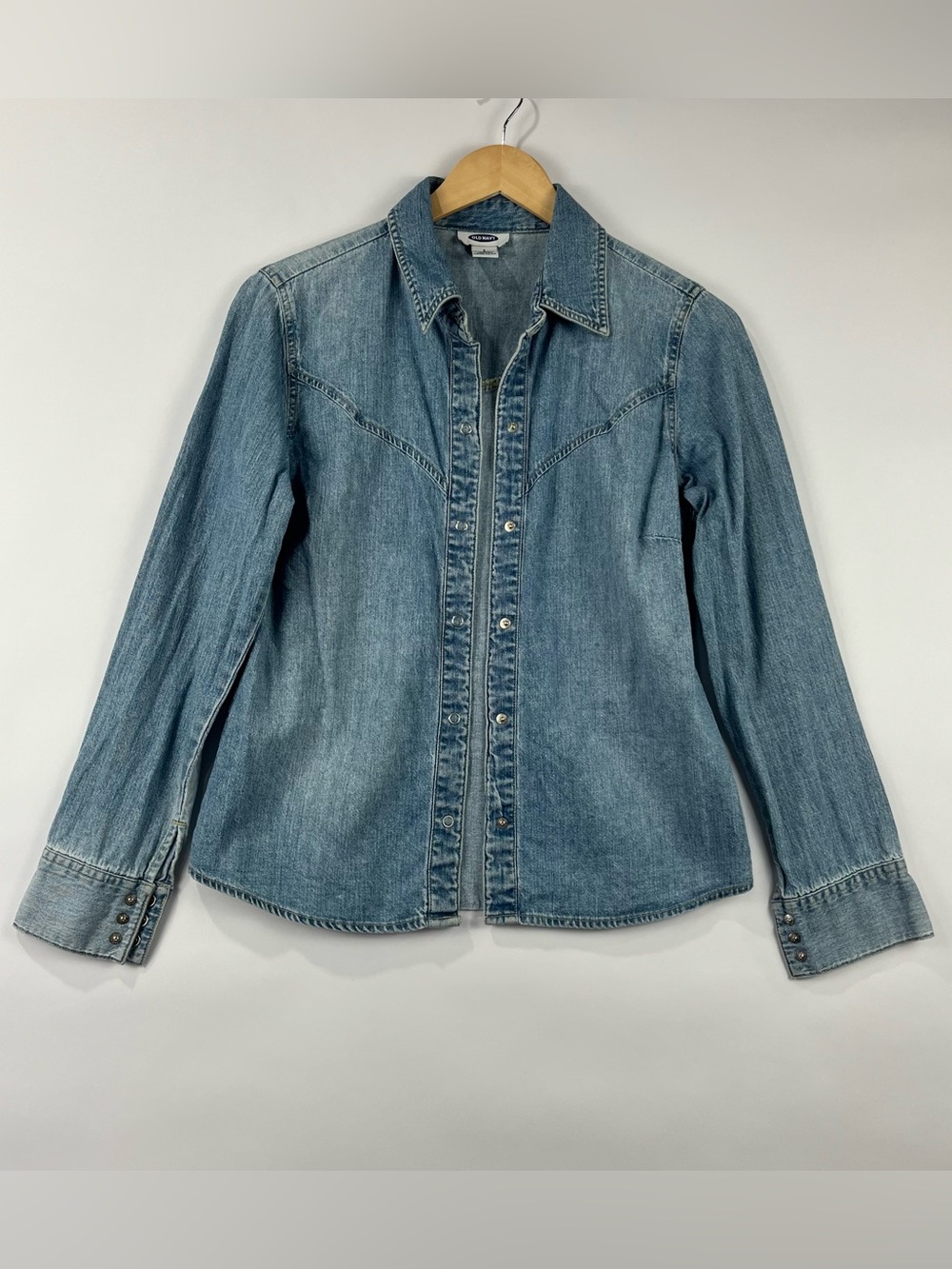 Old Navy 100% Cotton Denim Western Snap Button Shirt Shacket S